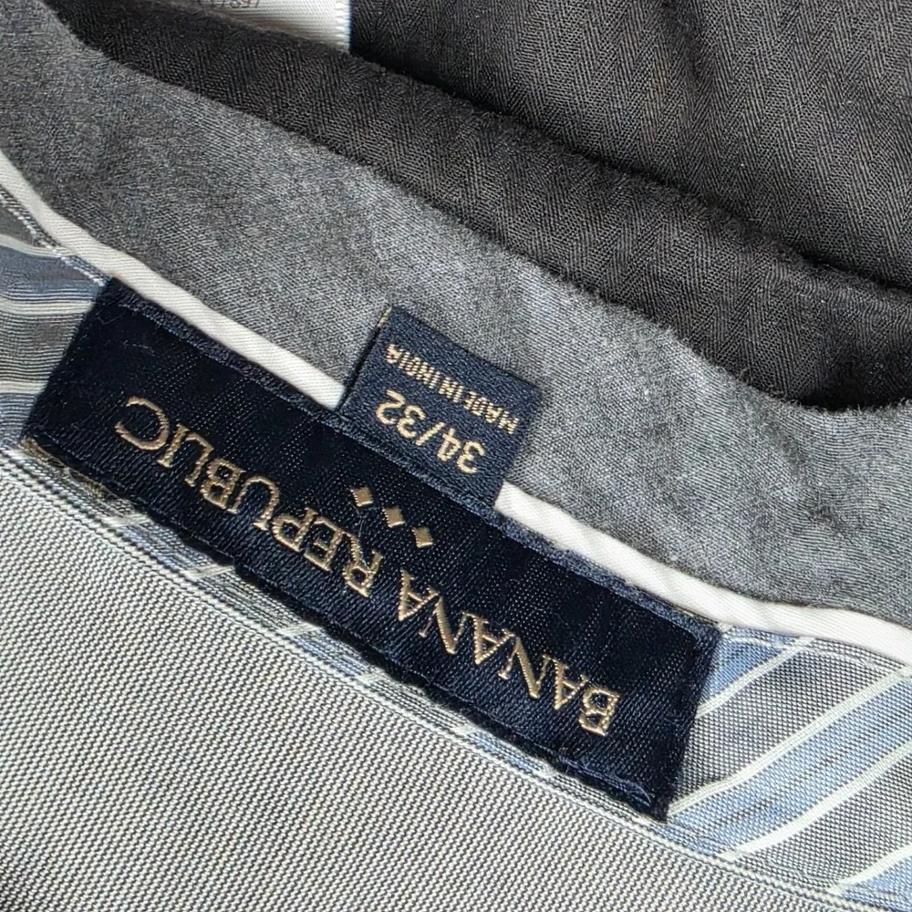Banana Republic Pants Mens Size 34x32 Gray Pin Striped Straight Fit 100% Cotton